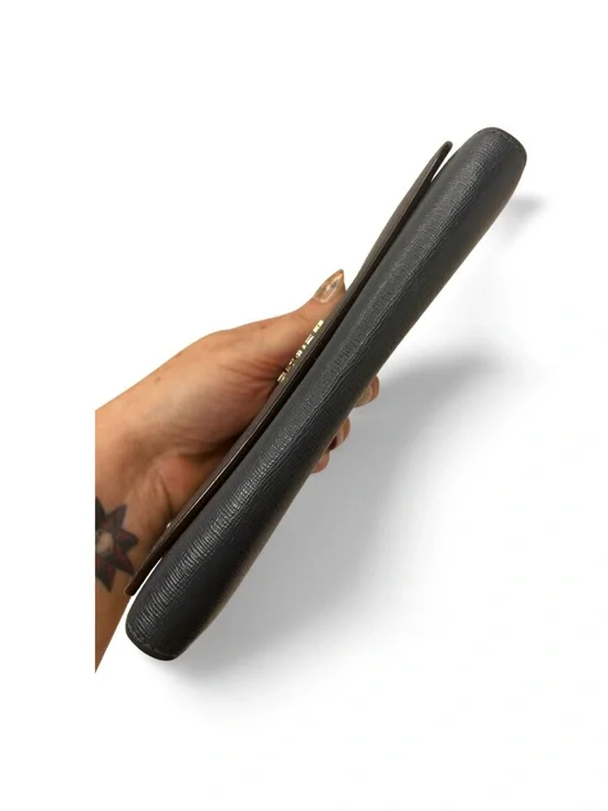 Furla Dark Gray Leather Continental Wallet Snap Closure Textured Minimalist - Picture 7 of 16